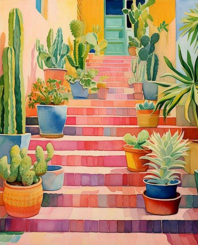 terakotové schody - malba skládačky online