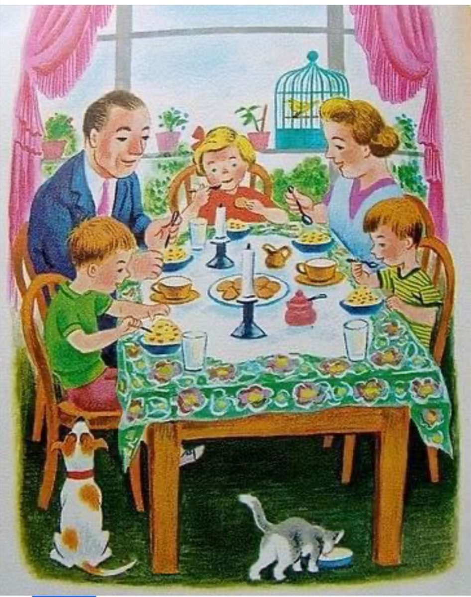 Godersi l'ora della colazione in famiglia. puzzle online