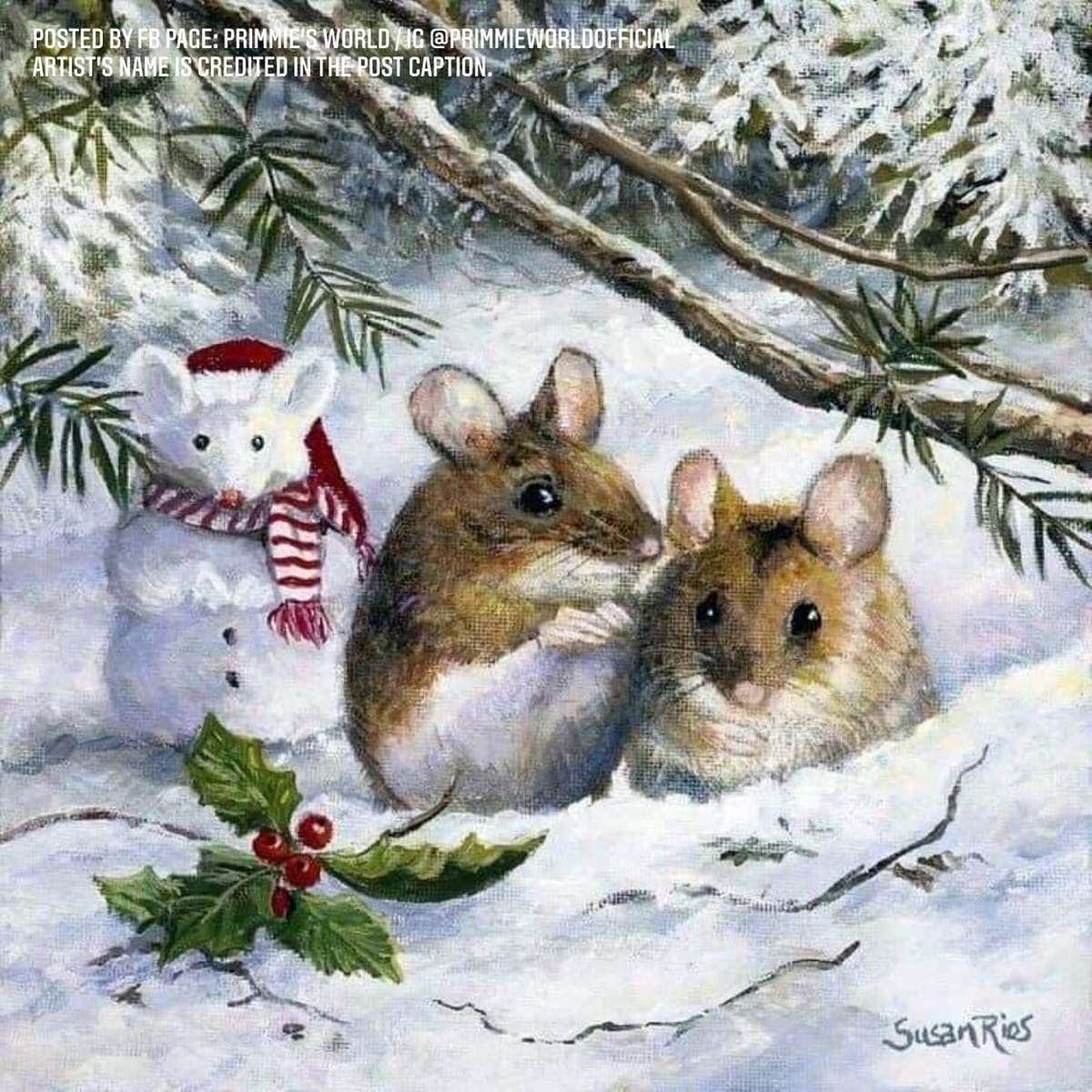 миші зробили свою «снігову мишку» онлайн пазл