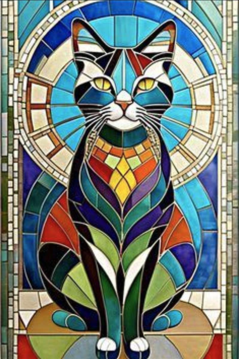 gatto in vetro colorato puzzle online