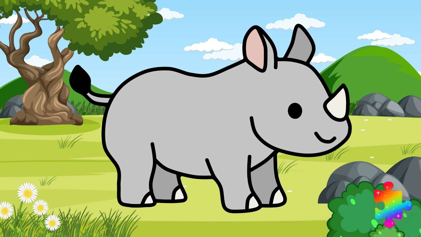 Joyeux rhinocéros puzzle en ligne