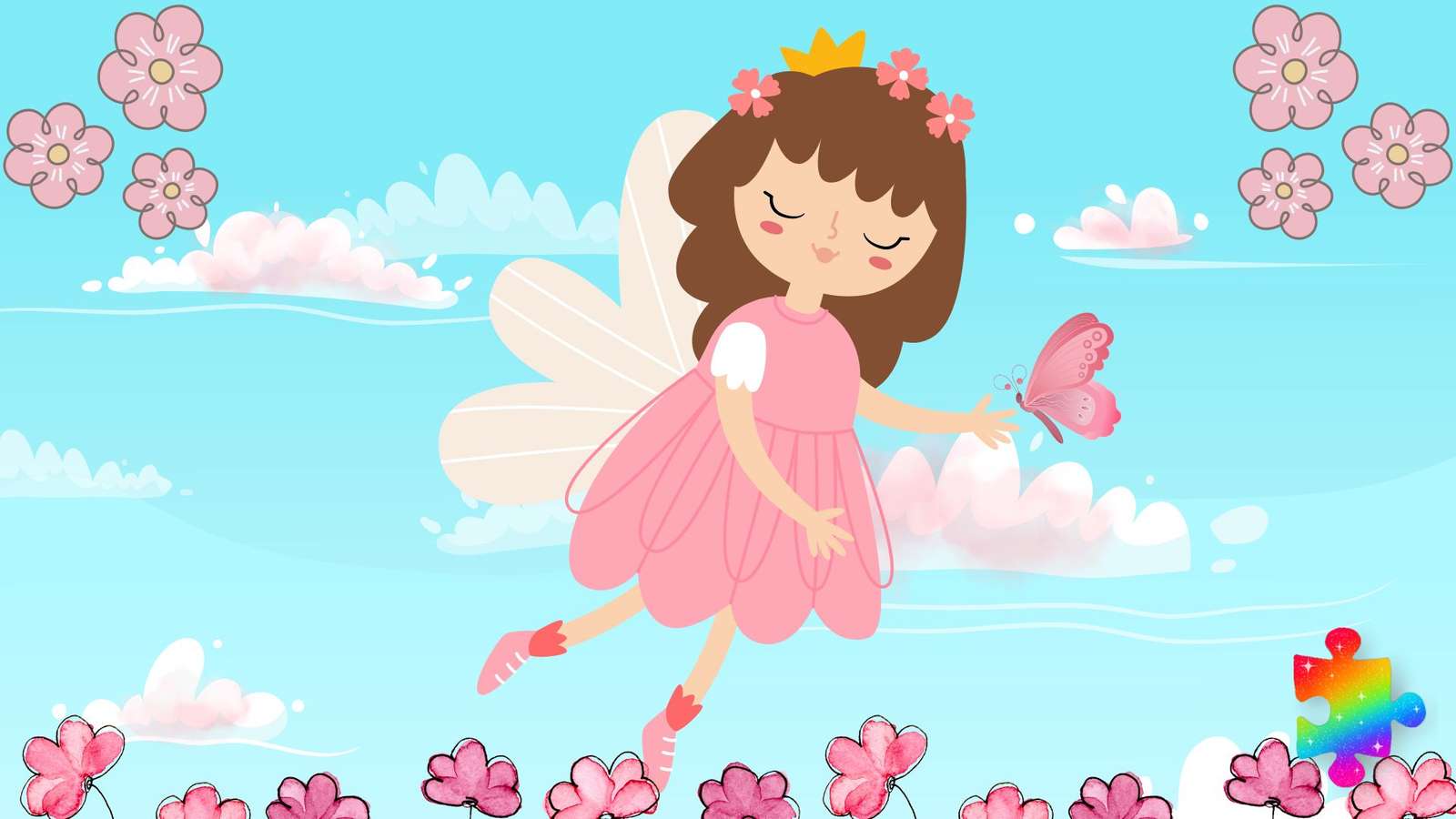Розовая принцесса-фея онлайн-пазл