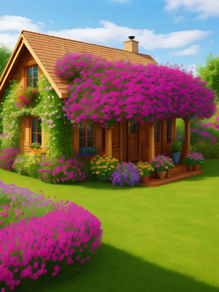 цветочный дом онлайн-пазл