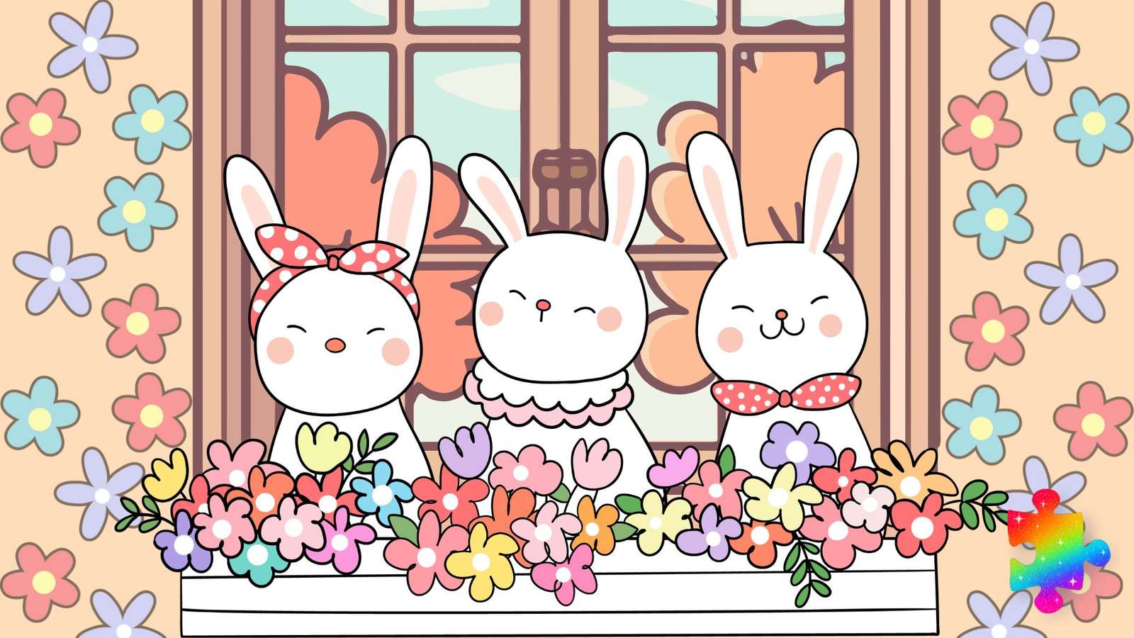 Blomma kaniner Pussel online