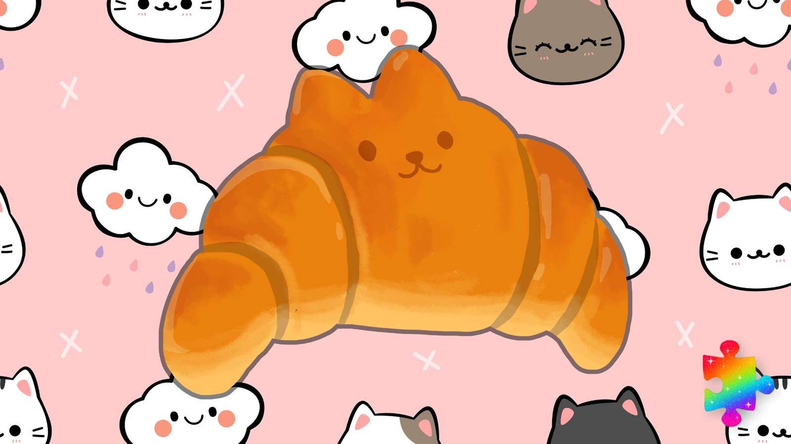 Katzen-Croissant Puzzlespiel online
