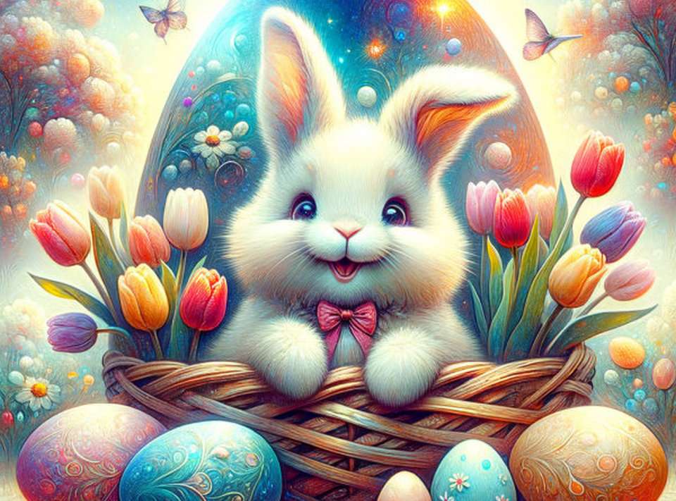 Mosolygó húsvéti nyuszi kirakós online