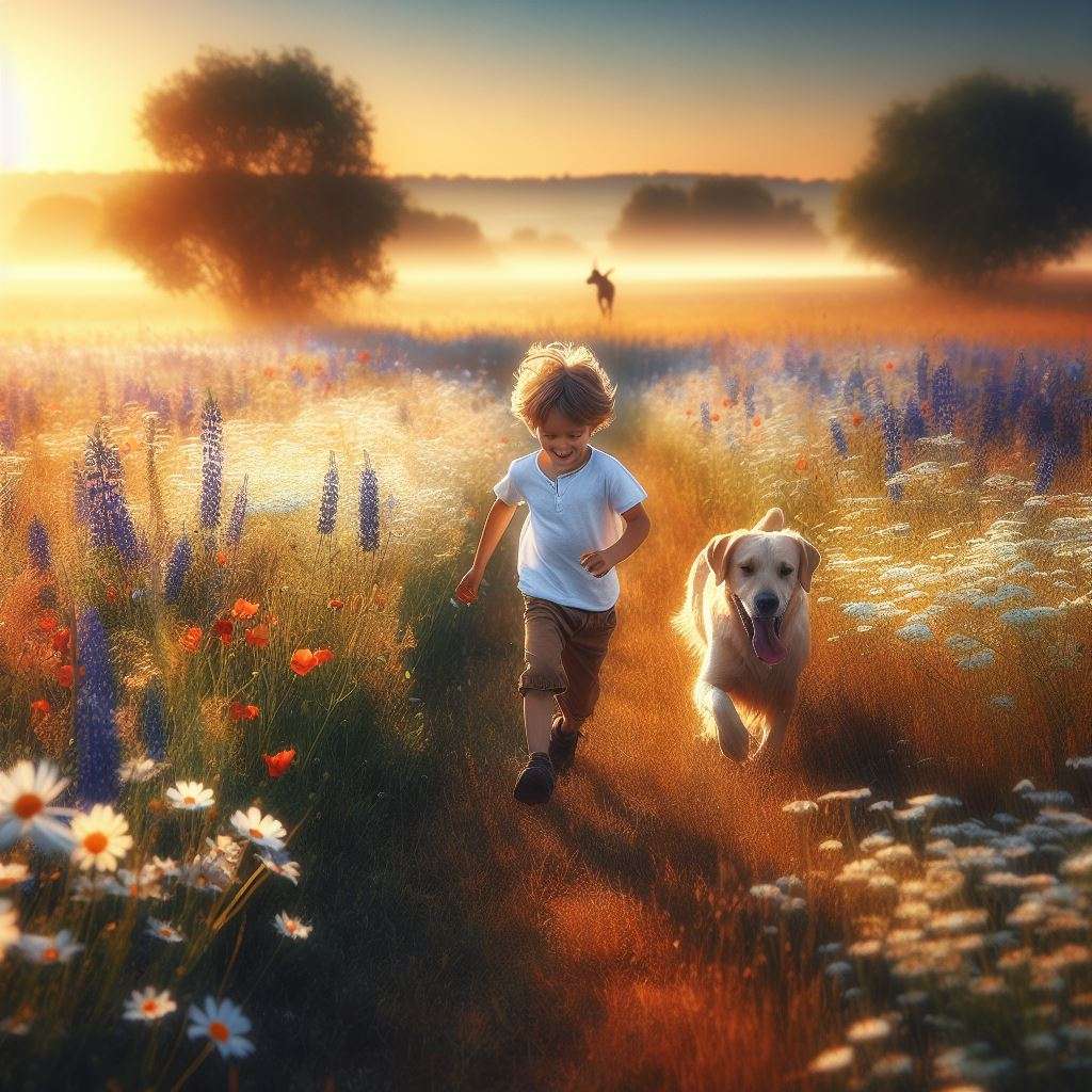A boy with a dog jigsaw puzzle online