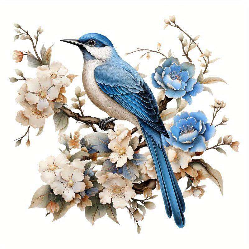 vogel op een tak - illustratie online puzzel