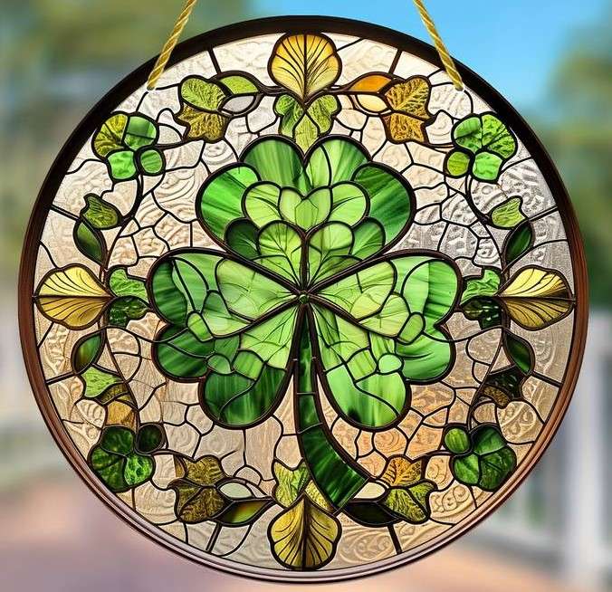 stained glass with a clover online puzzle
