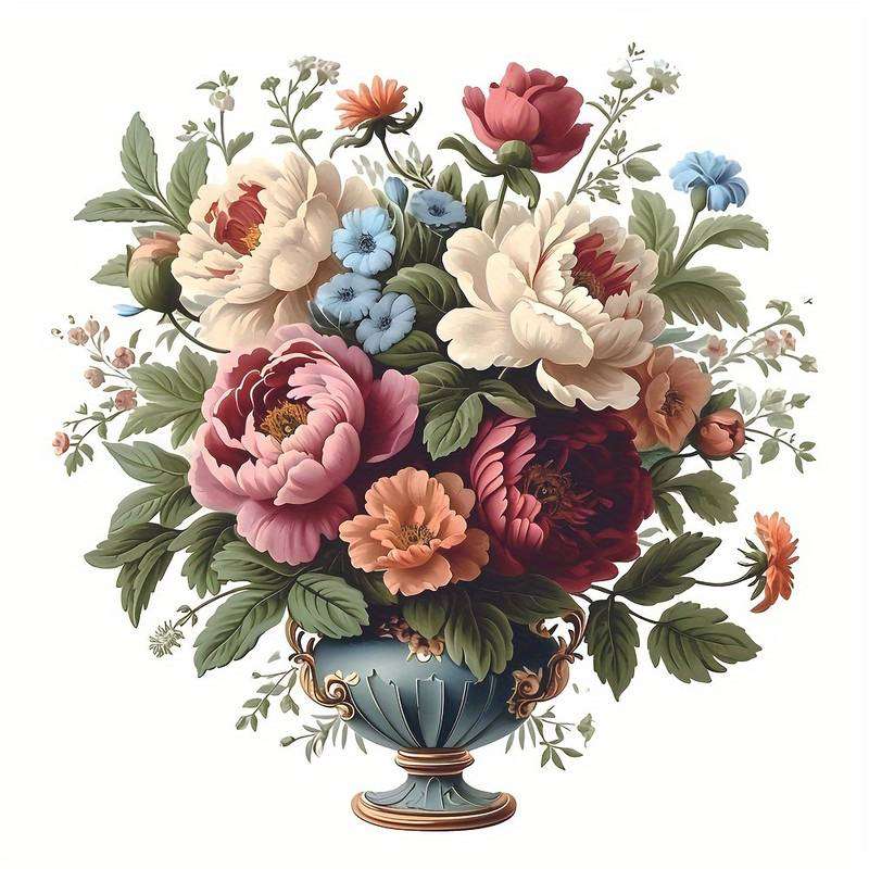 buquê de flores em um vaso azul puzzle online