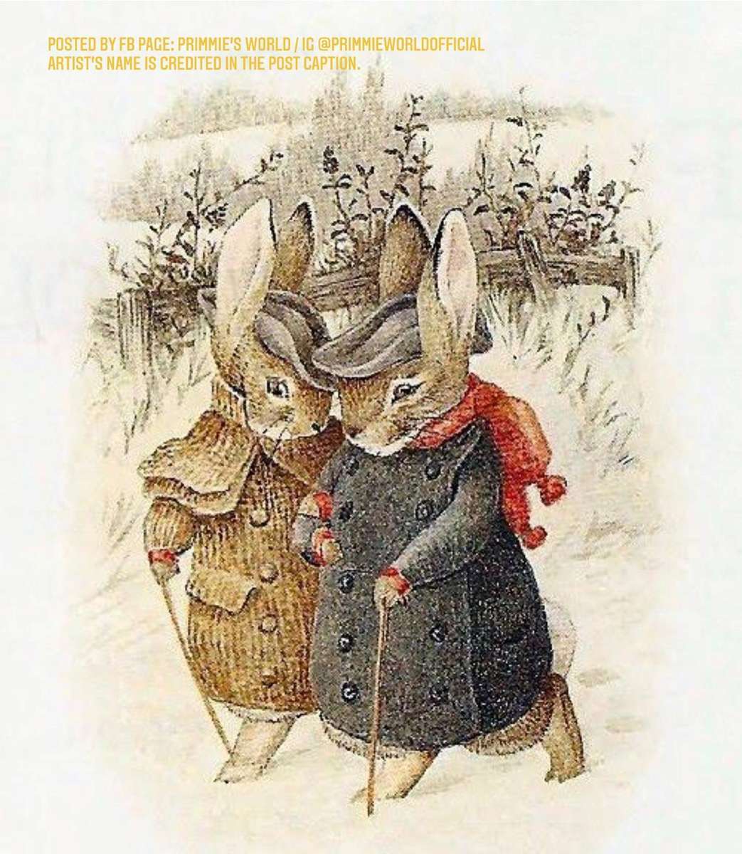 deux lapins marchent dans la neige puzzle en ligne