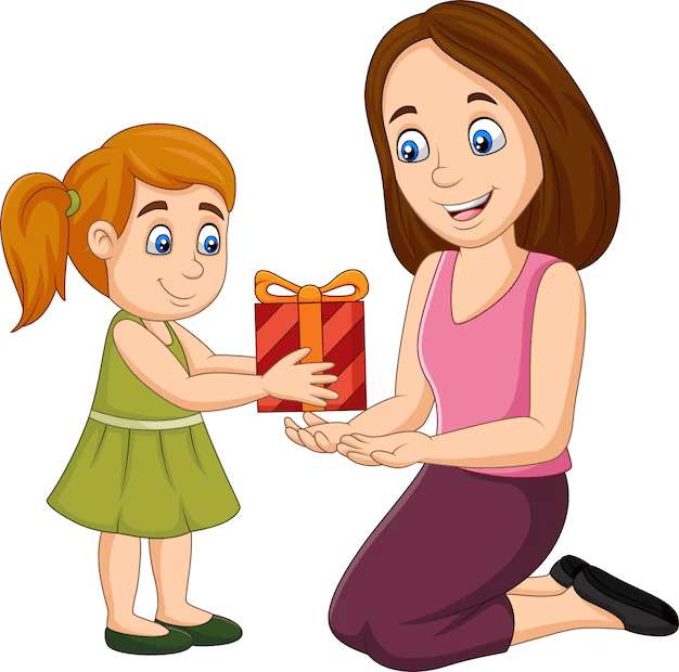 Klein meisje geeft cadeau aan moeder legpuzzel online