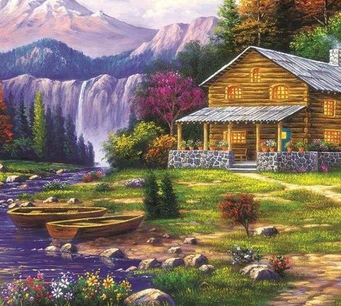 casă de lemn la munte jigsaw puzzle online