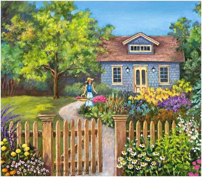 Lady collects flowers jigsaw puzzle online