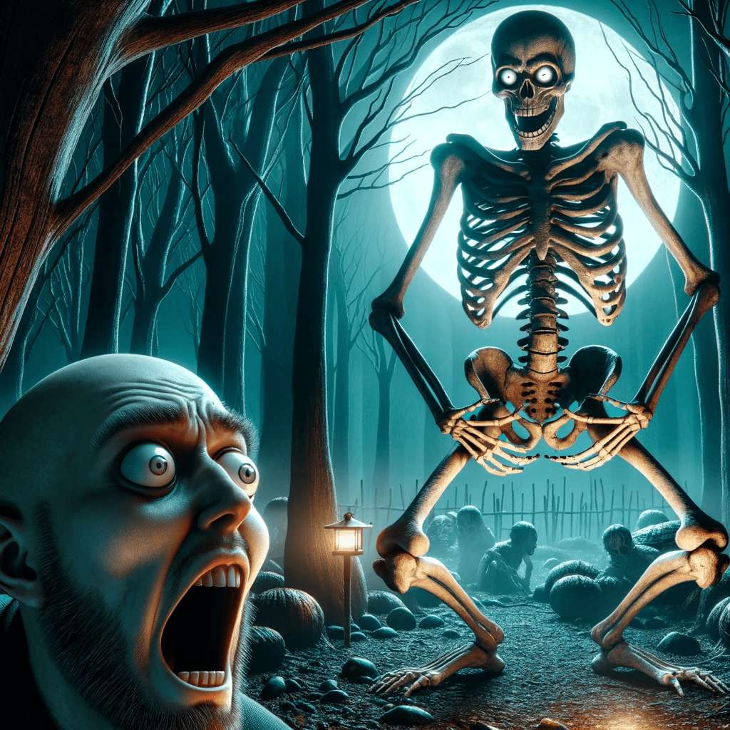 Man överraskad av skelett Pussel online