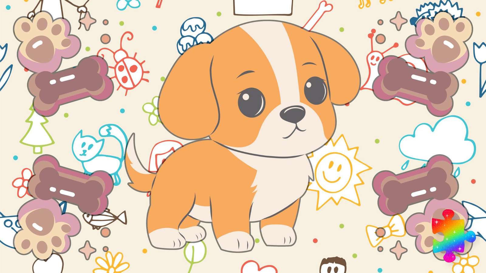 Schattige puppy online puzzel