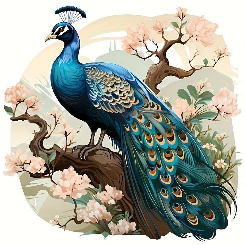 peacock on a cherry blossom tree online puzzle