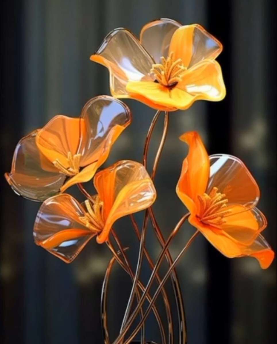 αυτά τα υπέροχα λουλούδια είναι φτιαγμένα από γυαλί παζλ online