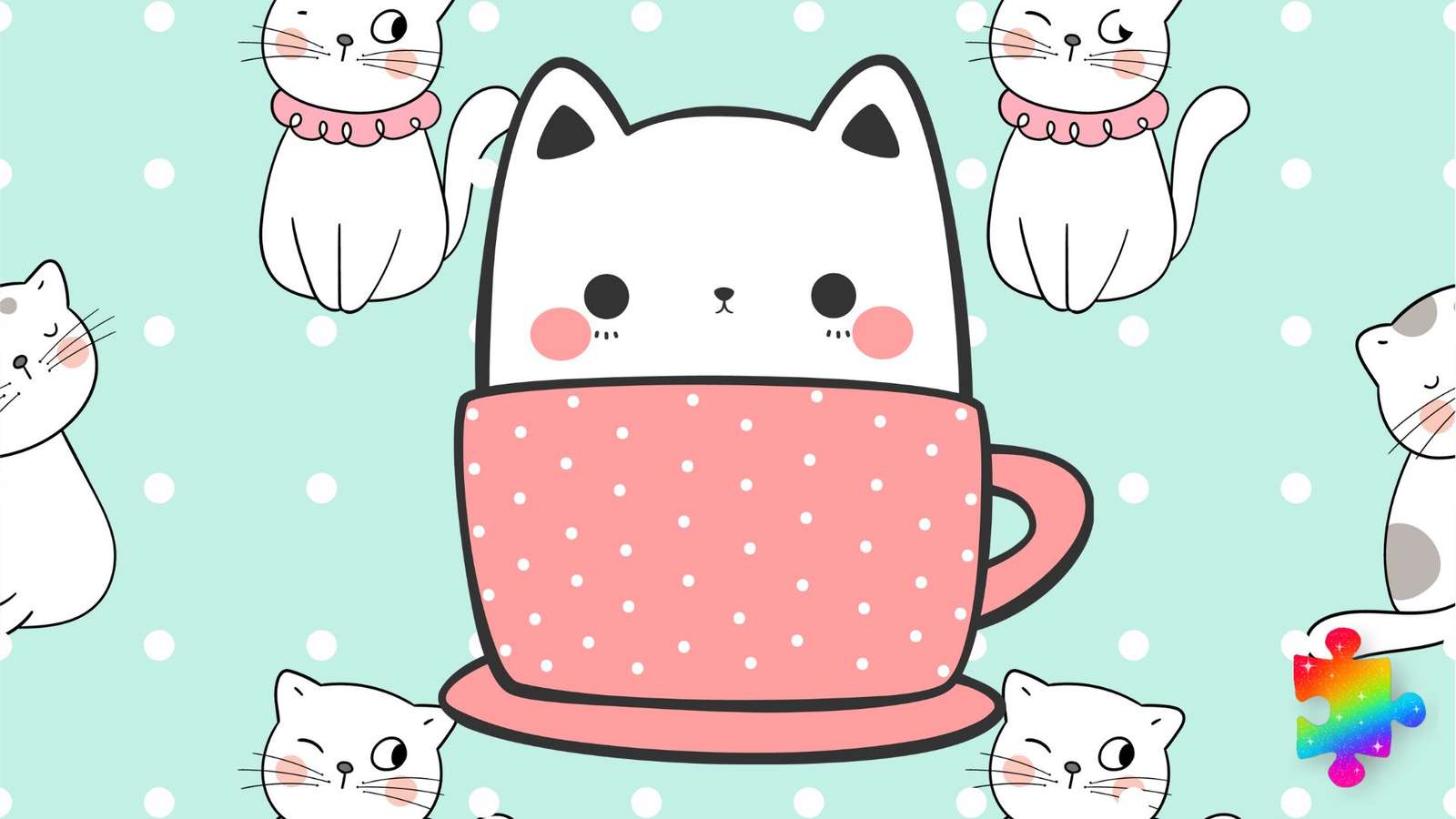 Cana de cafea Cat jigsaw puzzle online