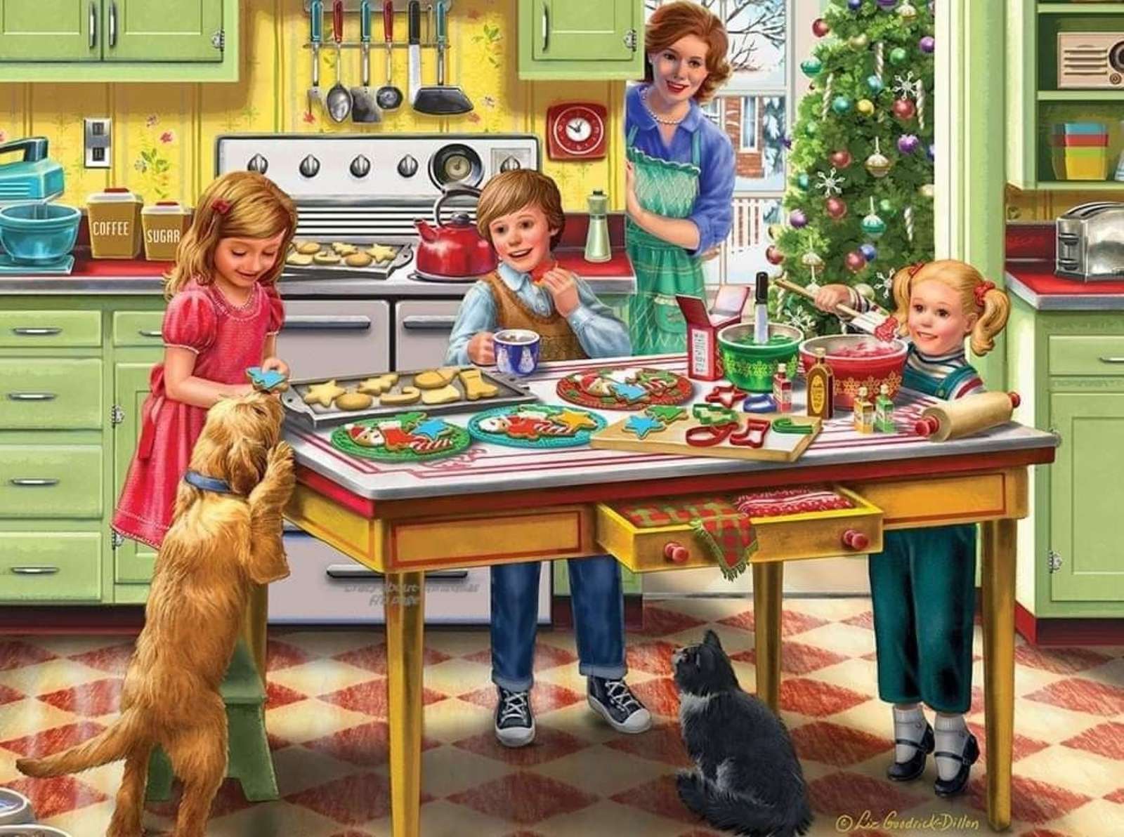 Family baking cookies jigsaw puzzle online
