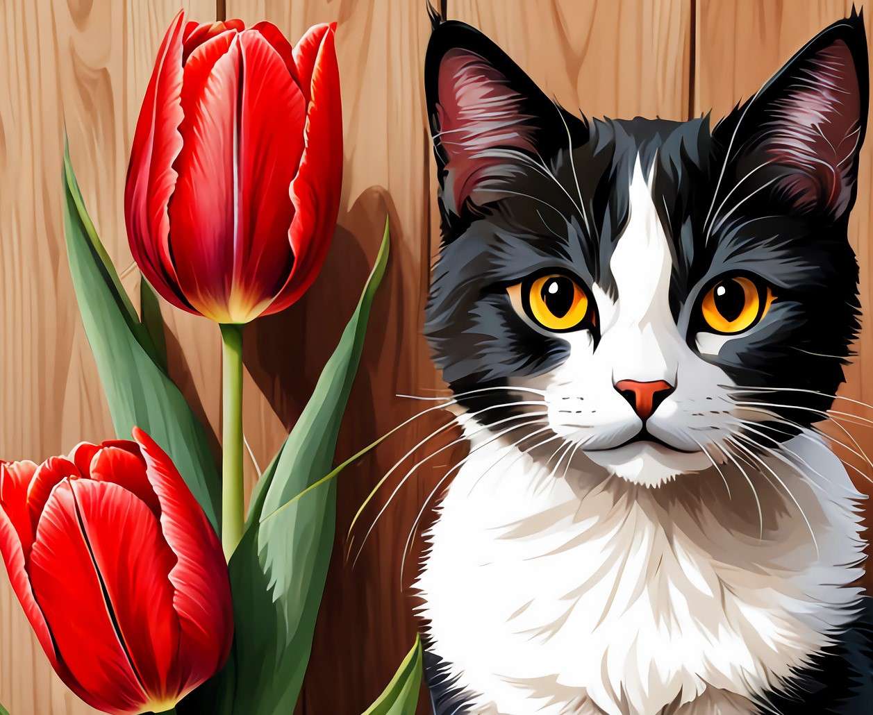 Gattino bianco e nero puzzle online