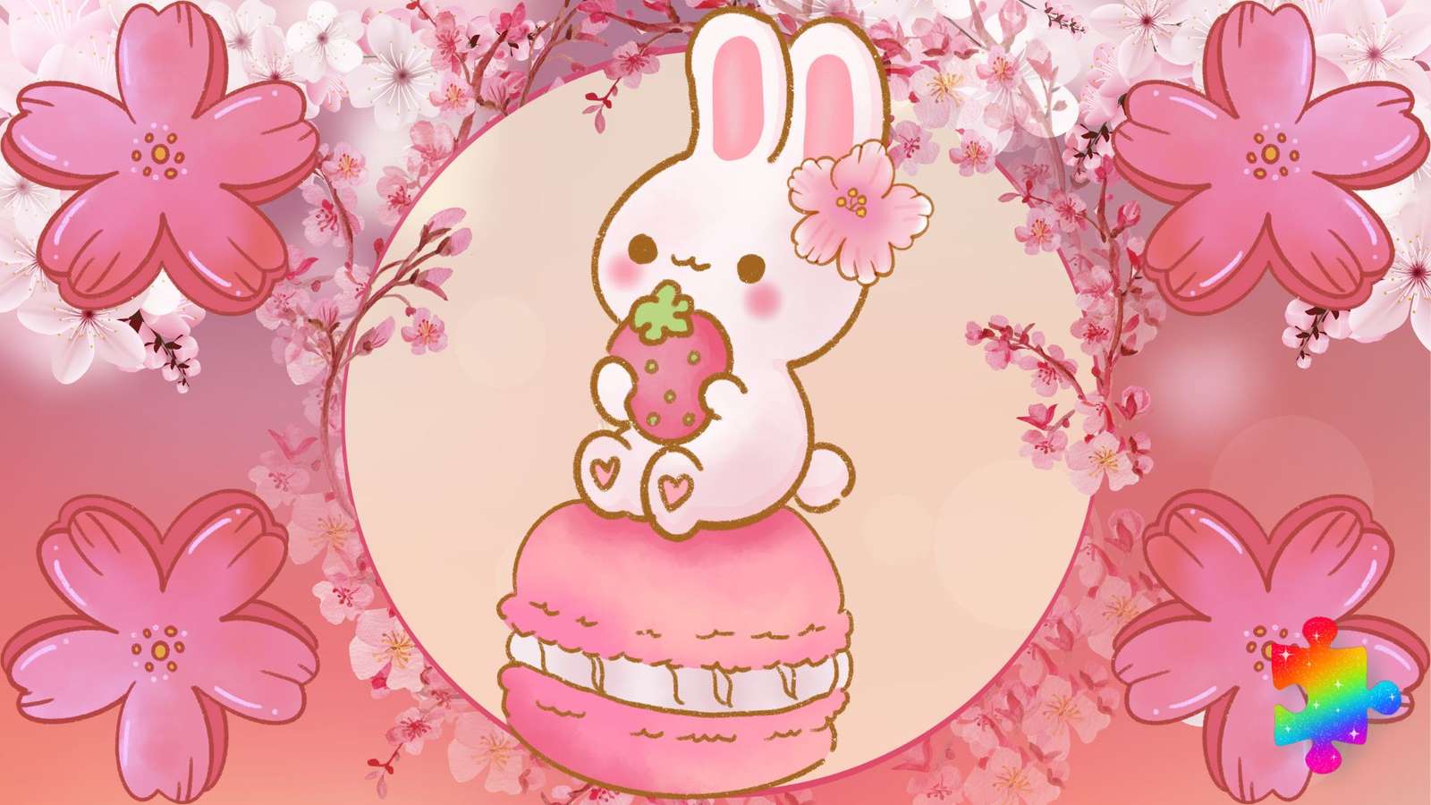 Roze Sakura-konijntje online puzzel