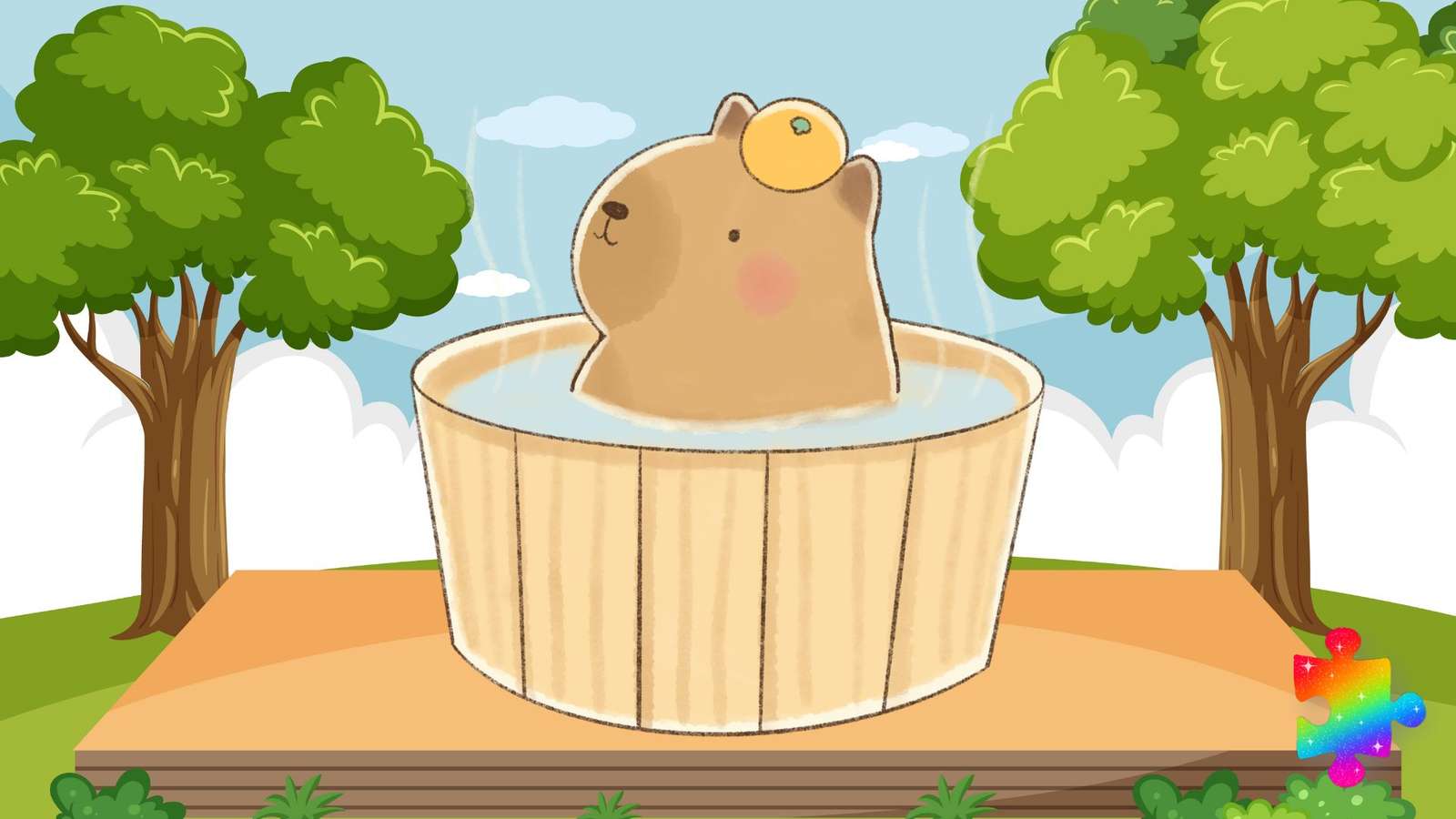 Cute Bathing Capybara puzzle online