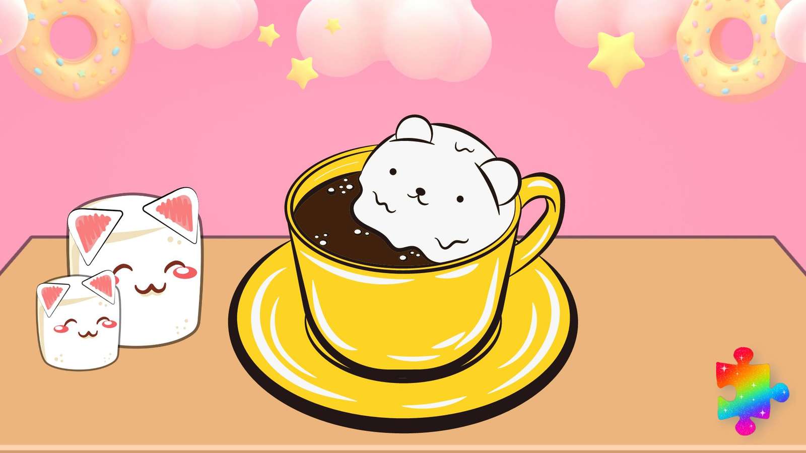 Котки с горещ шоколад Marshmallow онлайн пъзел