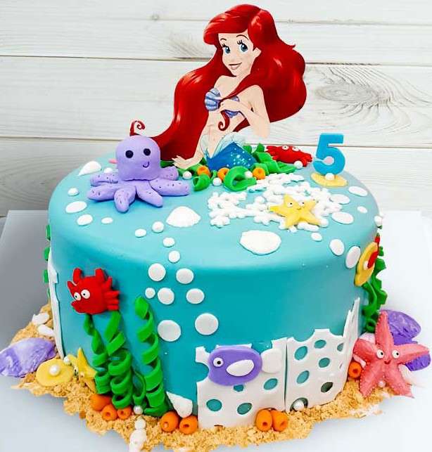 Kuchen für ein Mädchen. Meerjungfrau Online-Puzzle