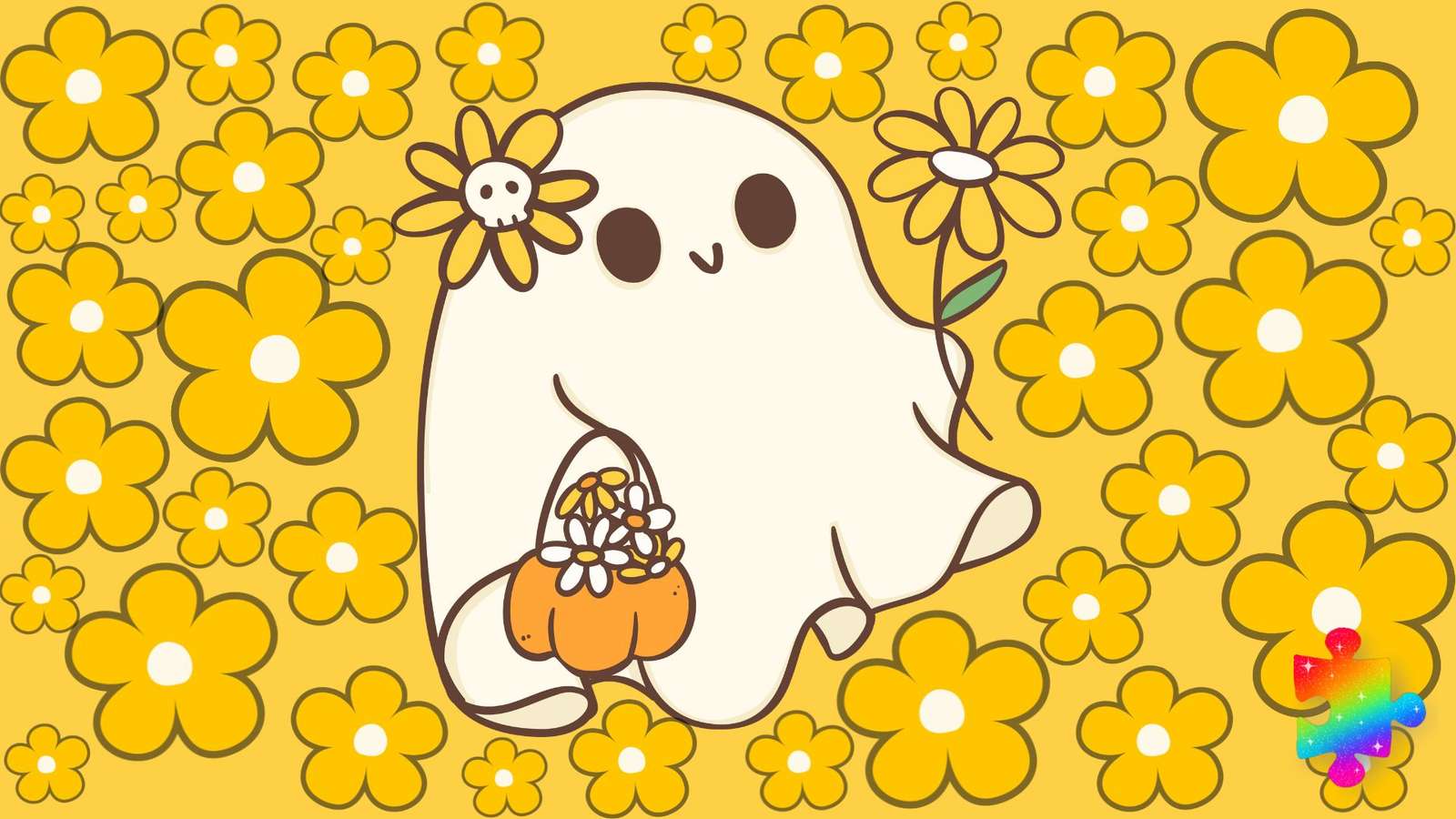 かわいい花の幽霊 ジグソーパズルオンライン