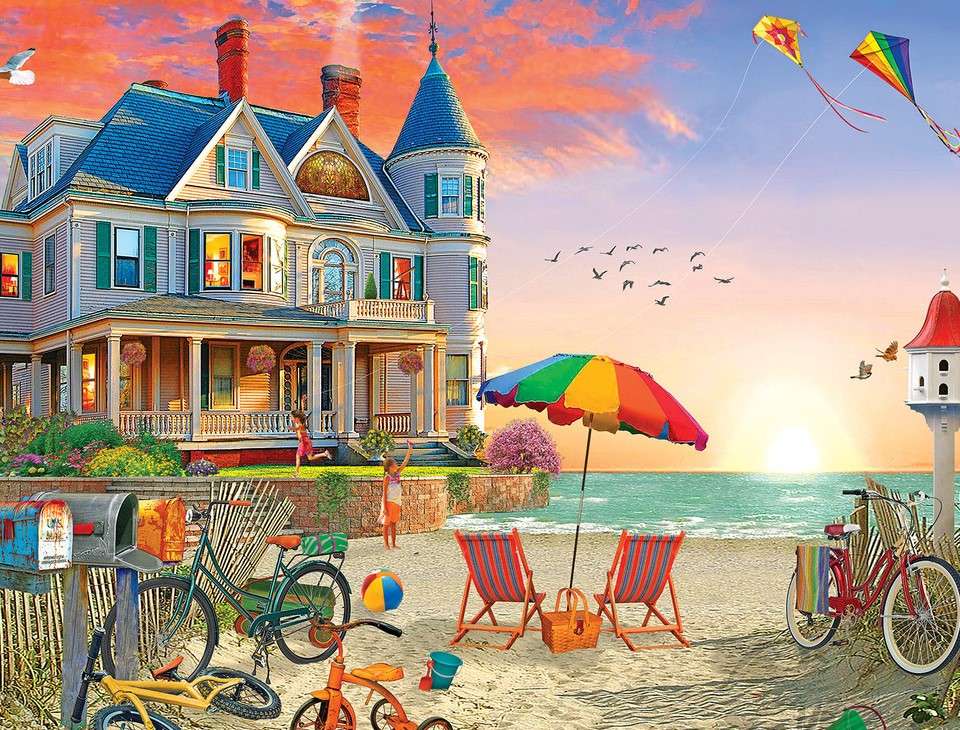 Huis en strand legpuzzel online