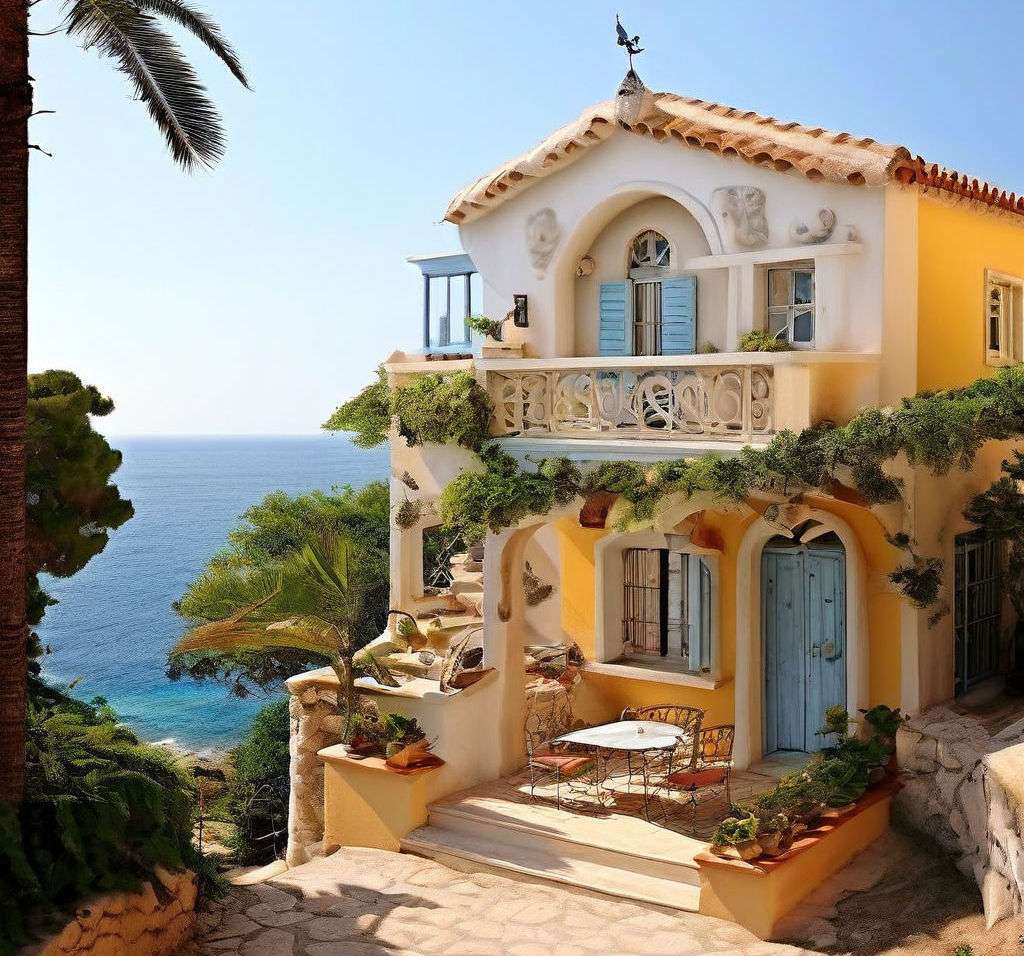 Небольшой средиземноморский дом онлайн-пазл