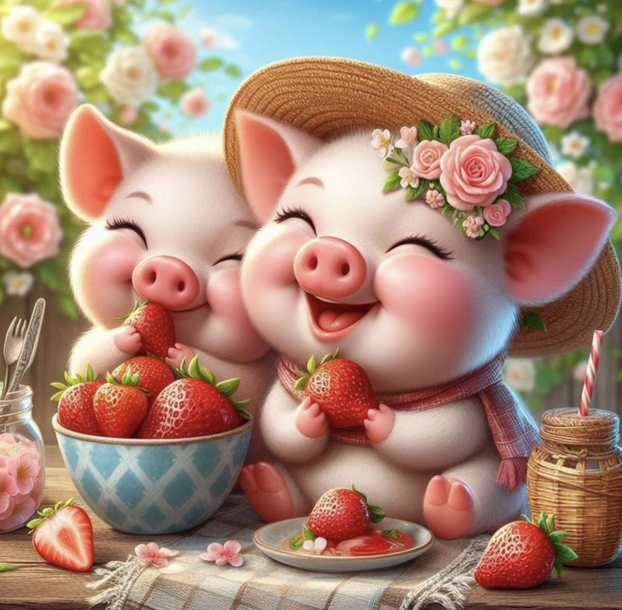 Miam Miam les fraises Online-Puzzle