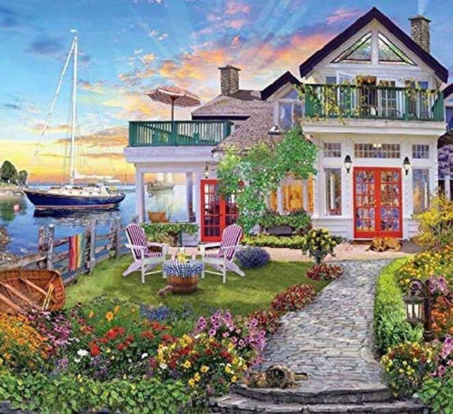 Casa con una bellissima proprietà in riva al mare puzzle online