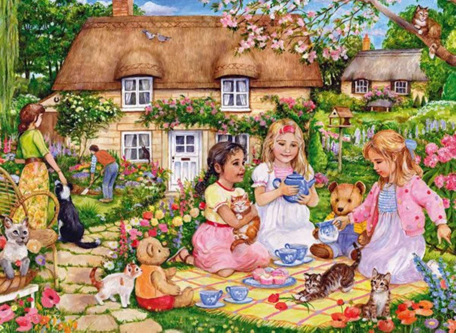 Girls playing in the garden jigsaw puzzle online