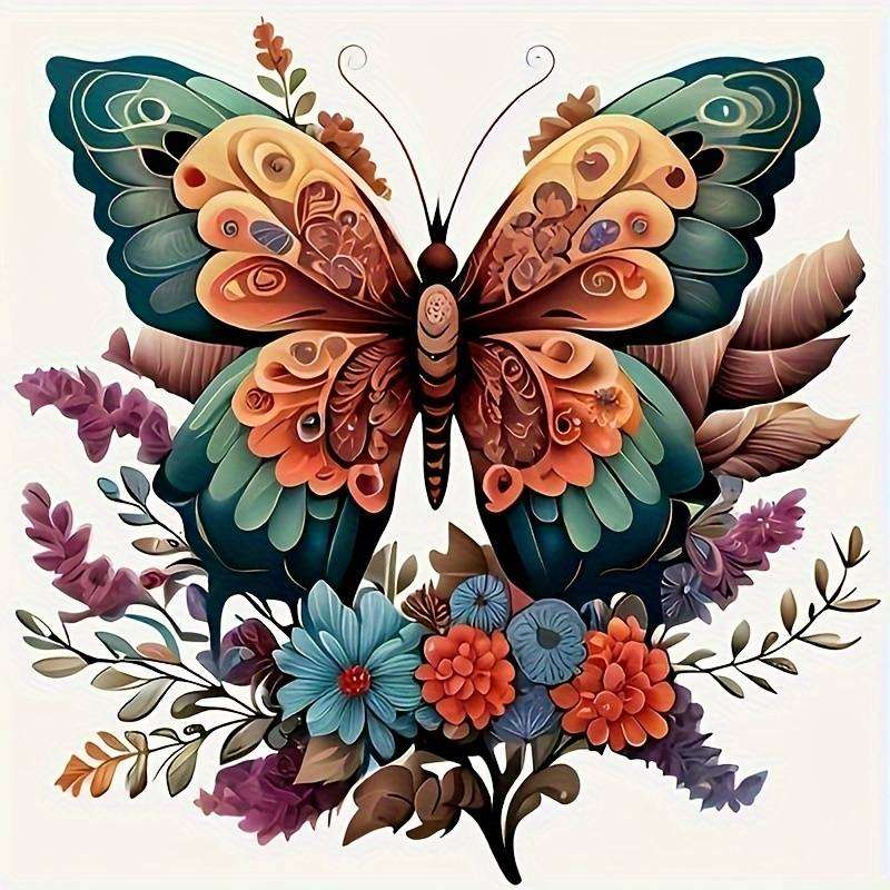 разноцветная бабочка - наклейка онлайн-пазл
