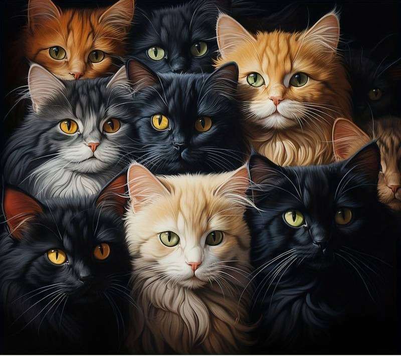 pandilla de gatos - retrato rompecabezas en línea