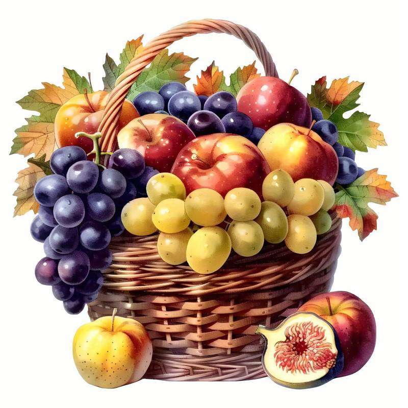 корзина с фруктами - осенний урожай пазл онлайн