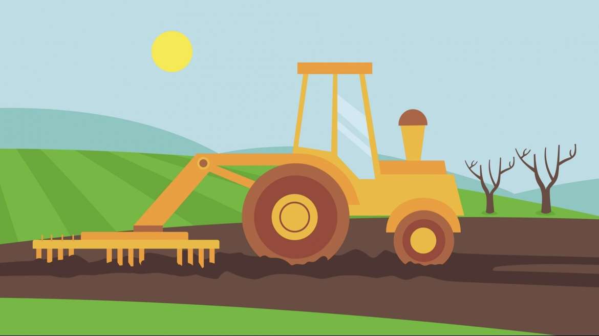 Трактор на полето през пролетта онлайн пъзел