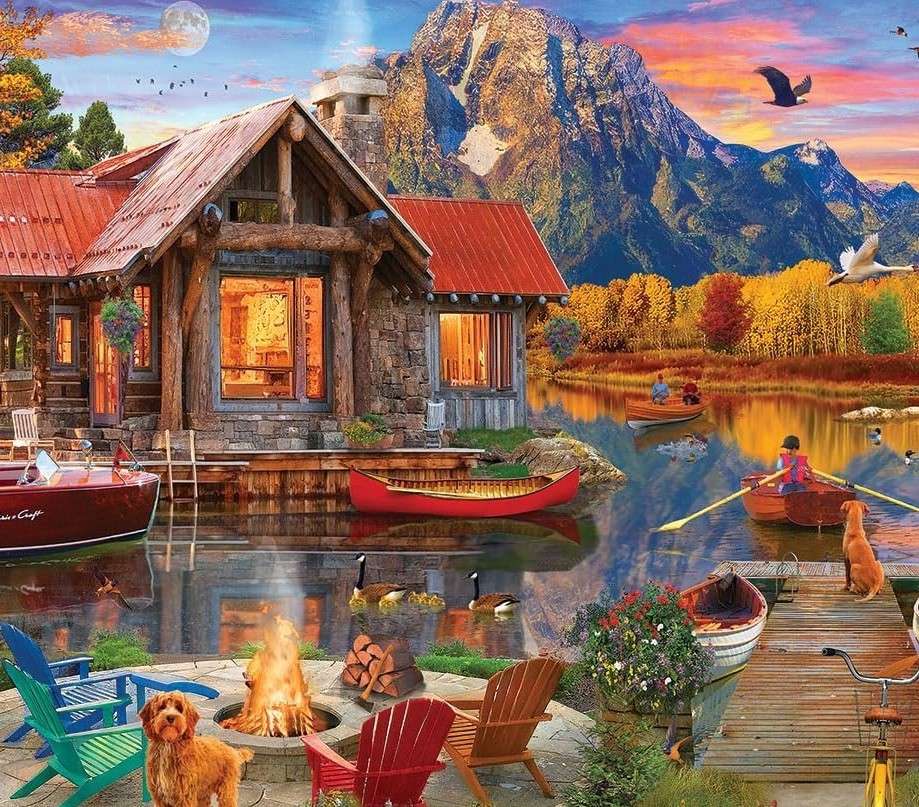 Stați la lac seara jigsaw puzzle online
