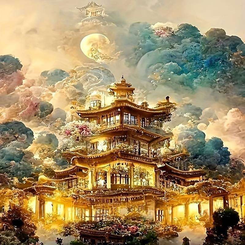 Chinesischer, beleuchteter Palast Puzzlespiel online