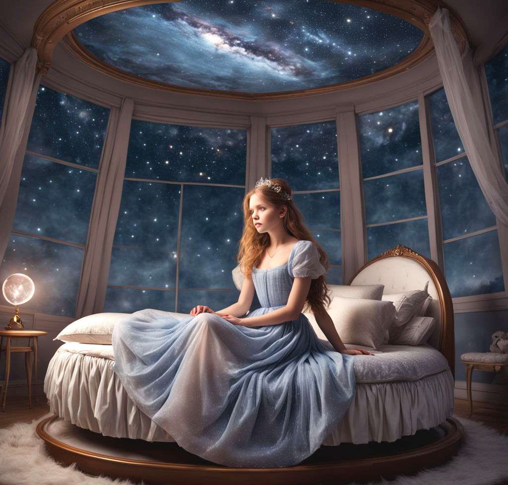 Une princesse dans une pièce pleine d'étoiles puzzle en ligne