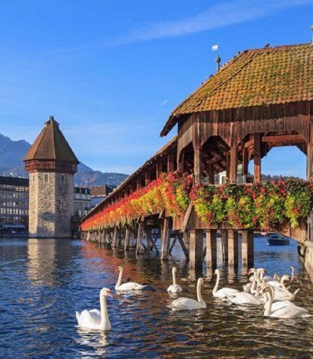 Chapel Bridge - Люцерн - Швейцария онлайн пъзел