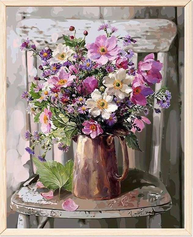 Blumen in einer Vase - Vintage-Komposition Puzzlespiel online