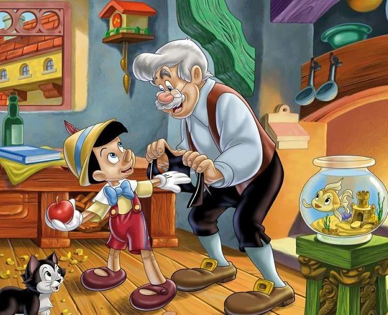 Pinocchio. A boy carved by Geppetto online puzzle