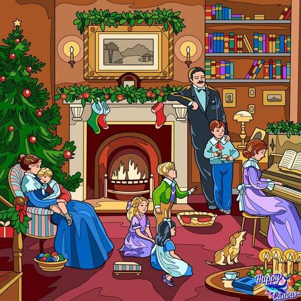クリスマスイブを待つ家族 オンラインパズル