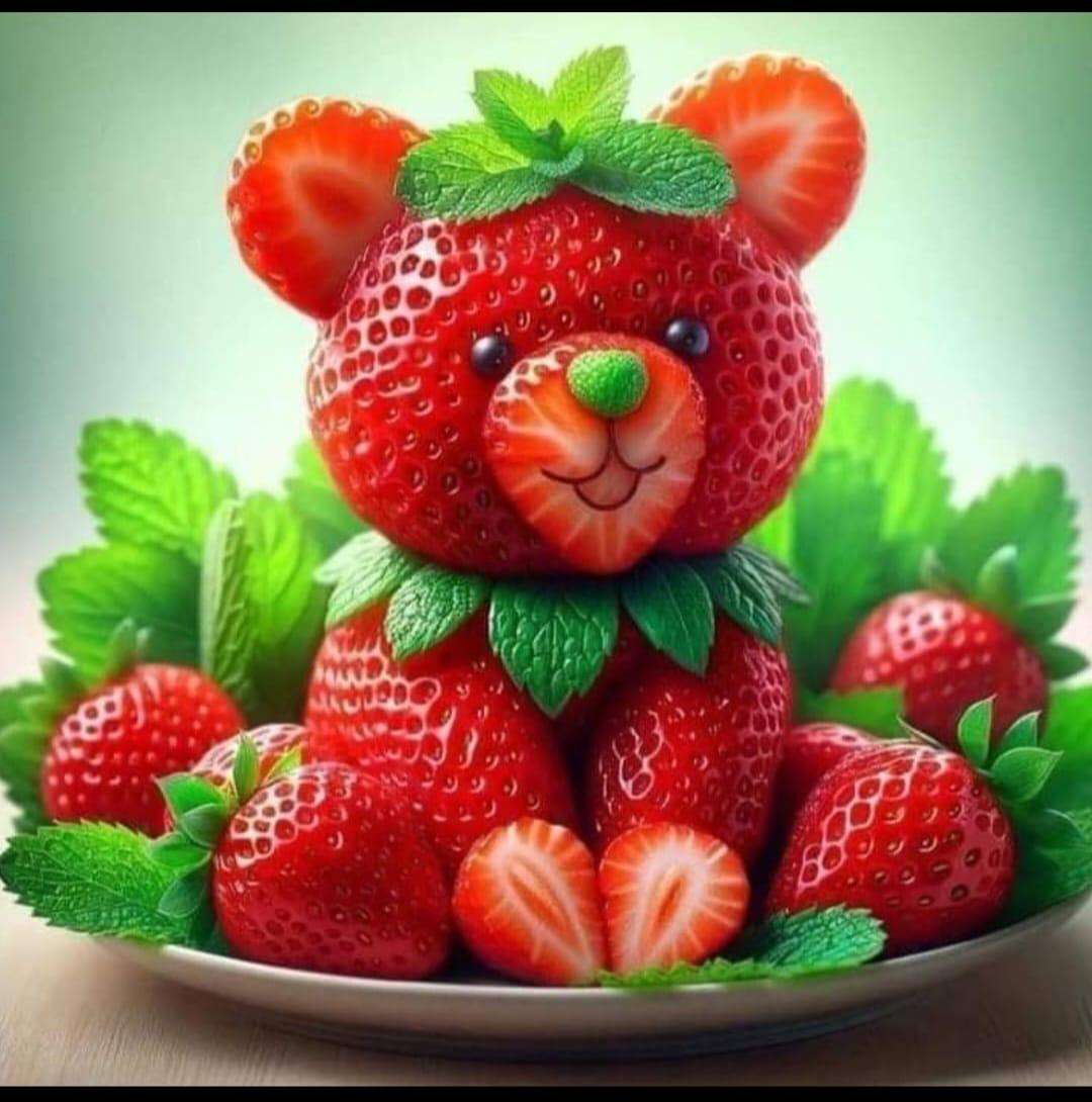 ours en peluche aux fraises puzzle en ligne