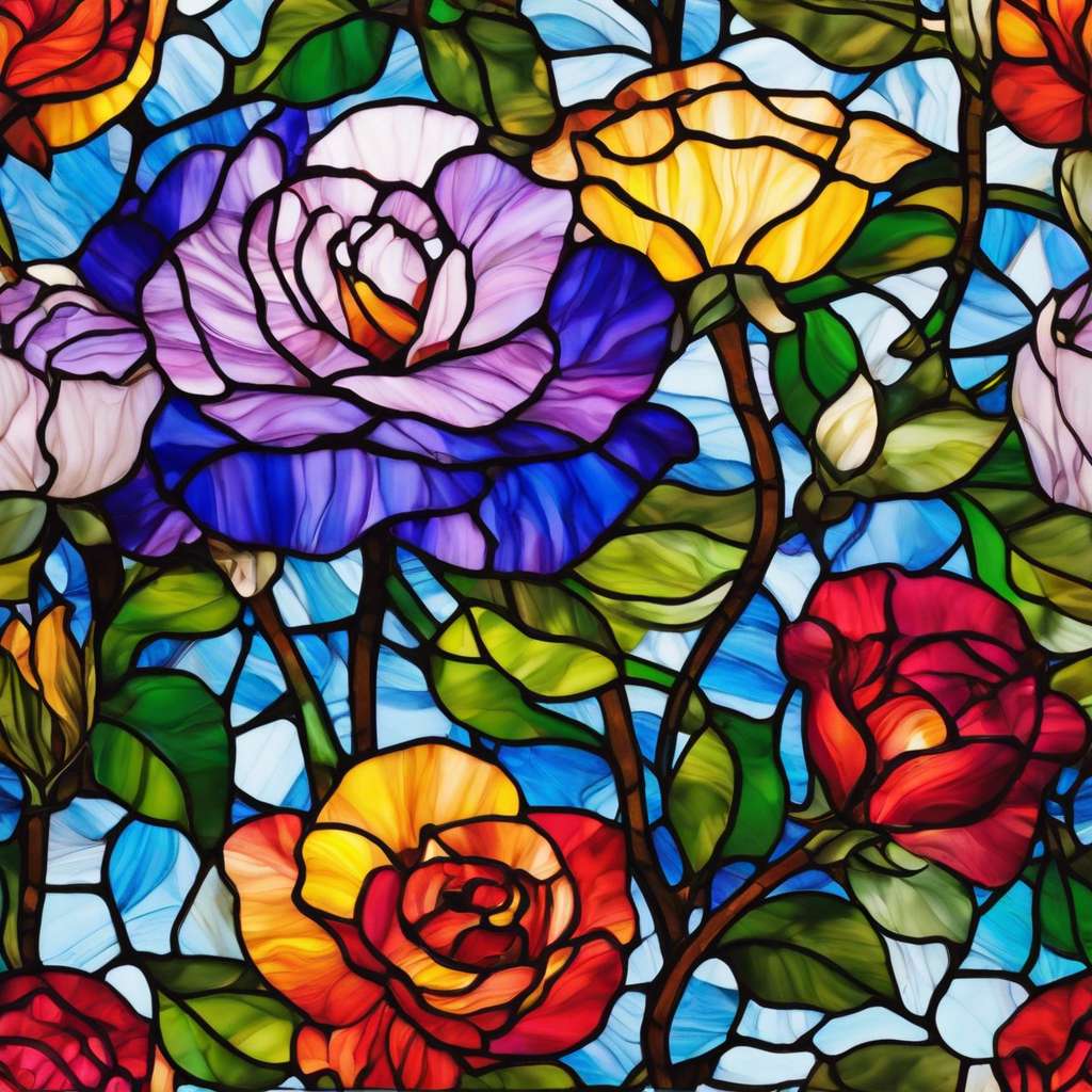Stained glass - flowers online puzzle