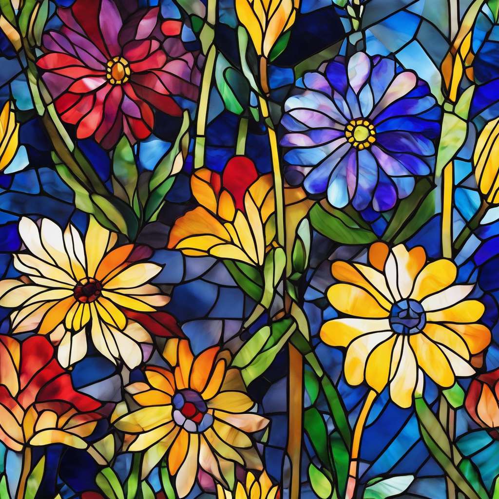 Buntglas - Blumen 2 Online-Puzzle