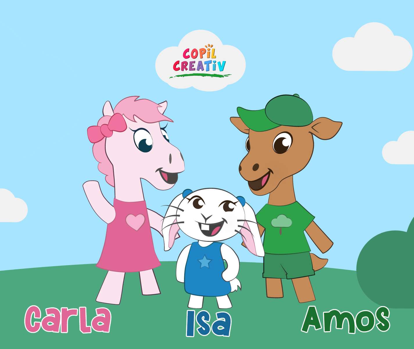 Карла, Айза и Амос - герои от Creative Child онлайн пъзел